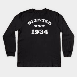 Blessed Since 1934 Cool Birthday Christian Kids Long Sleeve T-Shirt